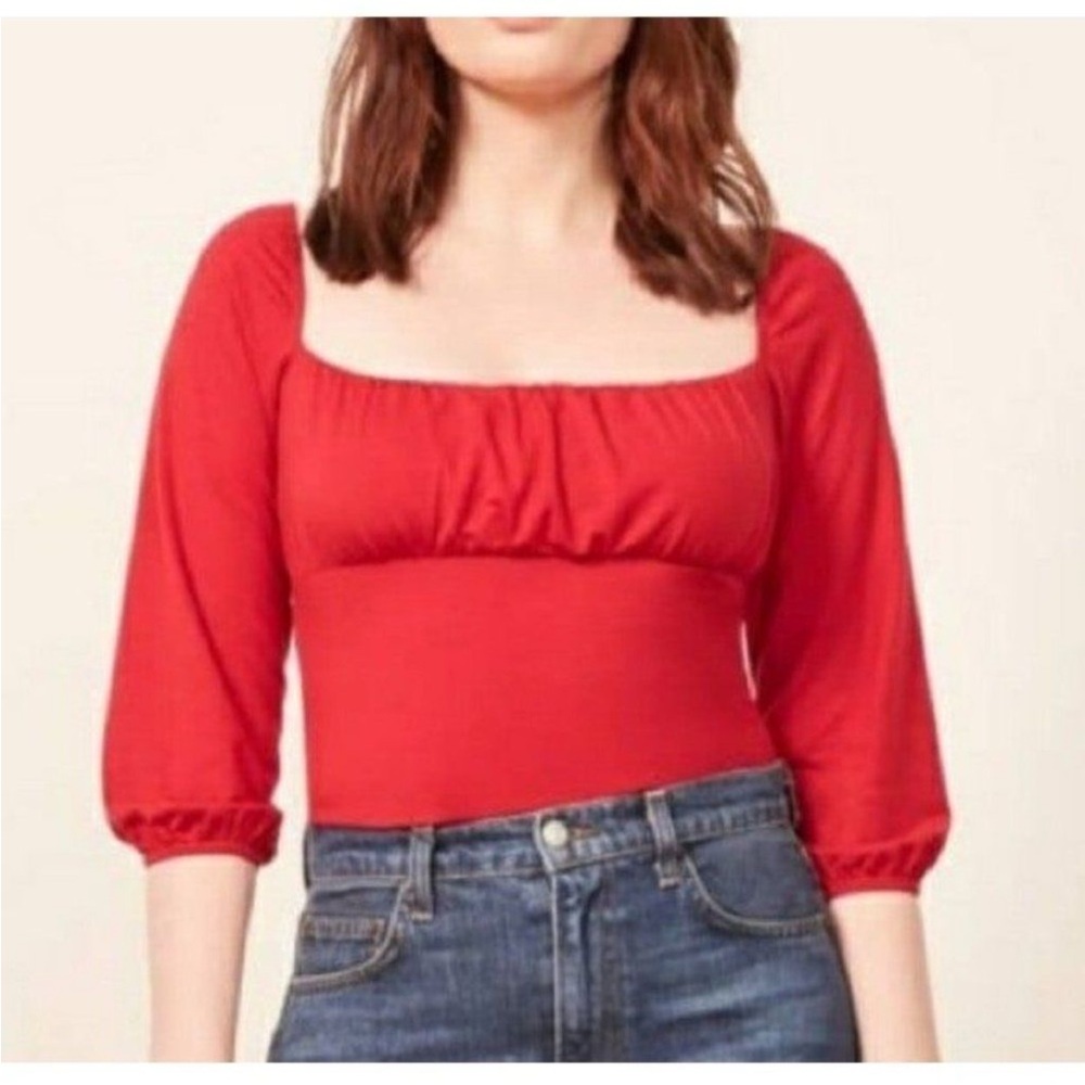 Reformation Size Medium Mari stretch knit red women's top